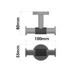 Διπλό Άγκιστρο Μπουρνουζιού PVD Gun Metal Brushed SANCO - Image 2