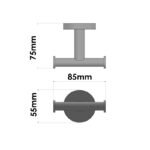 Διπλό Άγκιστρο Μπουρνουζιού PVD Gun Metal Brushed SANCO - Image 2