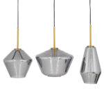 GLOBOSTAR® AMARIS 00975 Μοντέρνο Κρεμαστό Φωτιστικό Οροφής με Ντουί 3 x E27 AC 220-240V IP20 - Χρυσό & Ασημί - Μ75 x Π30 x Υ30cm - Image 2