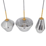 GLOBOSTAR® AMARIS 00975 Μοντέρνο Κρεμαστό Φωτιστικό Οροφής με Ντουί 3 x E27 AC 220-240V IP20 - Χρυσό & Ασημί - Μ75 x Π30 x Υ30cm - Image 3