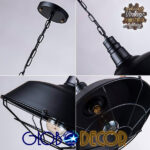 GLOBOSTAR® RAY 01048 Vintage Κρεμαστό Φωτιστικό Οροφής με Ντουί 1 x E27 AC 220-240V IP20 - Μαύρο - Μ46 x Π46 x Υ25cm - Image 5