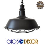 GLOBOSTAR® RAY 01048 Vintage Κρεμαστό Φωτιστικό Οροφής με Ντουί 1 x E27 AC 220-240V IP20 - Μαύρο - Μ46 x Π46 x Υ25cm - Image 3