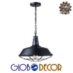 GLOBOSTAR® RAY 01048 Vintage Κρεμαστό Φωτιστικό Οροφής με Ντουί 1 x E27 AC 220-240V IP20 - Μαύρο - Μ46 x Π46 x Υ25cm - Image 2