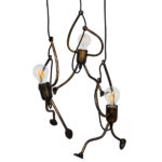 GLOBOSTAR® LITTLE MAN 01656 Μοντέρνο Κρεμαστό Φωτιστικό Οροφής με Ντουί 3 x E27 AC 220-240V IP20 - Χάλκινο - Μ45 x Π45 x Υ40cm - Image 2