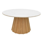 Τραπέζι σαλονιού Franzel pakoworld sintered stone σε όψη μαρμάρου-mdf σε φυσική απόχρωση Φ80x40εκ - Image 2