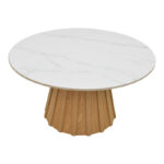 Τραπέζι σαλονιού Franzel pakoworld sintered stone σε όψη μαρμάρου-mdf σε φυσική απόχρωση Φ80x40εκ - Image 3