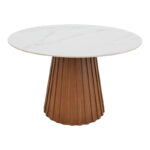 Τραπέζι Franzel pakoworld sintered stone σε όψη μαρμάρου-mdf σε φυσική απόχρωση Φ120x75εκ - Image 2