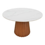 Τραπέζι Franzel pakoworld sintered stone σε όψη μαρμάρου-mdf σε φυσική απόχρωση Φ120x75εκ - Image 3