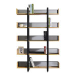 Βιβλιοθήκη Musha pakoworld μέταλλο μαύρο με oak απόχρωση 120x27x185εκ - Image 2