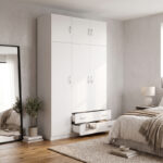 Ντουλάπα τρίφυλλη με πατάρι Alvia pakoworld λευκό 150x51x240εκ - Image 2