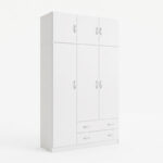 Ντουλάπα τρίφυλλη με πατάρι Alvia pakoworld λευκό 150x51x240εκ - Image 3