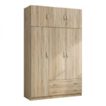 Ντουλάπα τρίφυλλη με πατάρι Alvia pakoworld sonoma 150x51x240εκ - Image 3