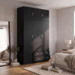 Ντουλάπα τρίφυλλη με πατάρι Alvia pakoworld wenge 150x51x240εκ - Image 2