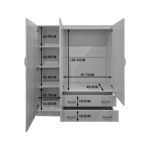 Ντουλάπα τρίφυλλη με πατάρι Alvia pakoworld wenge 150x51x240εκ - Image 6