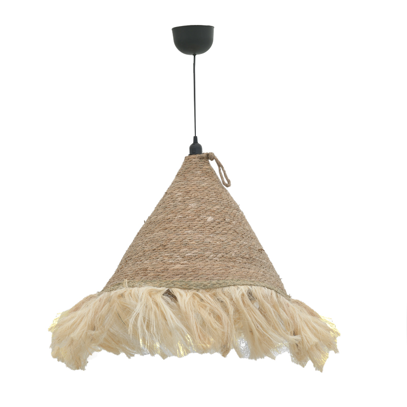 313-000029 Φωτιστικό οροφής Geole Inart γιούτα σε φυσική απόχρωση Φ60x94εκ - Image 1