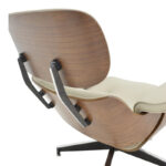 Πολυθρόνα-υποπόδιο relax Jenna pakoworld μπεζ pu- plywood καρυδί-βάση χρωμίου 82x92x82εκ - Image 7