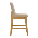 Σκαμπό μπαρ Dalby pakoworld sonoma rubberwood και μπεζ ύφασμα 50x45x102,5εκ - Image 3