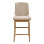 Σκαμπό μπαρ Dalby pakoworld sonoma rubberwood και μπεζ ύφασμα 50x45x102,5εκ - Image 4