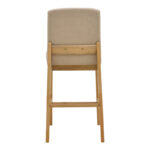 Σκαμπό μπαρ Dalby pakoworld sonoma rubberwood και μπεζ ύφασμα 50x45x102,5εκ - Image 5