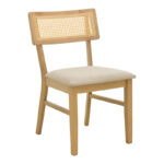 Τραπεζαρία Raffles pakoworld σετ 5τεμ rubberwood με pe rattanσε φυσική απόχρωση 150x90x76εκ - Image 3