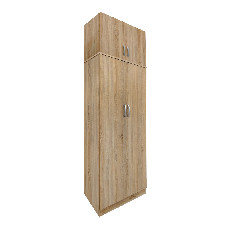 383-000083 Ντουλάπα δίφυλλη και πατάρι Athos pakoworld σε oak απόχρωση 80x42x240εκ - Image 1
