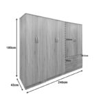 Ντουλάπα εξάφυλλη Athos I pakoworld sonoma 240x42x180εκ - Image 4