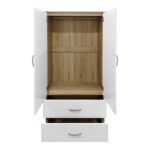Ντουλάπα τετράφυλλη Athos pakoworld sonoma-λευκό 160x42x180εκ - Image 2