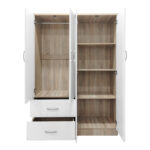 Ντουλάπα εξάφυλλη Athos Ι pakoworld sonoma-λευκό 200.5x42x180εκ - Image 2