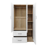 Ντουλάπα πεντάφυλλη Athos I pakoworld sonoma-λευκό 170x42x180εκ - Image 2