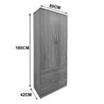 Ντουλάπα εξάφυλλη με πατάρι Athos I pakoworld λευκή 240x42x240εκ - Image 8