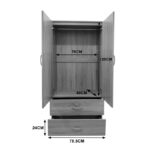 Ντουλάπα εξάφυλλη με πατάρι Athos I pakoworld λευκή 240x42x240εκ - Image 9