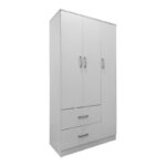 Ντουλάπα πεντάφυλλη με πατάρι Athos I pakoworld λευκή 170x42x240εκ - Image 2