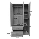 Ντουλάπα πεντάφυλλη με πατάρι Athos I pakoworld λευκή 170x42x240εκ - Image 11
