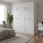 Ντουλάπα πεντάφυλλη με πατάρι Athos I pakoworld λευκή 170x42x240εκ