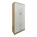 Ντουλάπα τετράφυλλη με πατάρι Athos pakoworld sonoma-λευκή 160x42x240εκ - Image 2