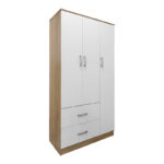 Ντουλάπα πεντάφυλλη με πατάρι Athos I pakoworld sonoma-λευκή 170x42x240εκ - Image 2