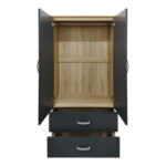 Ντουλάπα εξάφυλλη με πατάρι Athos pakoworld sonoma-ανθρακί 240x42x240εκ - Image 3