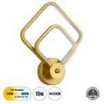 GLOBOSTAR® ANNA 61087 Μοντέρνο Φωτιστικό Τοίχου - Απλίκα LED 15W 1800lm 300° AC 220-240V IP20 Ρυθμιζόμενο Λευκό CCT με On/Off 2700K/4500K/6000K - Lumileds SMD Chip - Χρυσό Βούρτσας - Μ25 x Π8 x Υ30cm - 3 Χρόνια Εγγύηση - Image 2