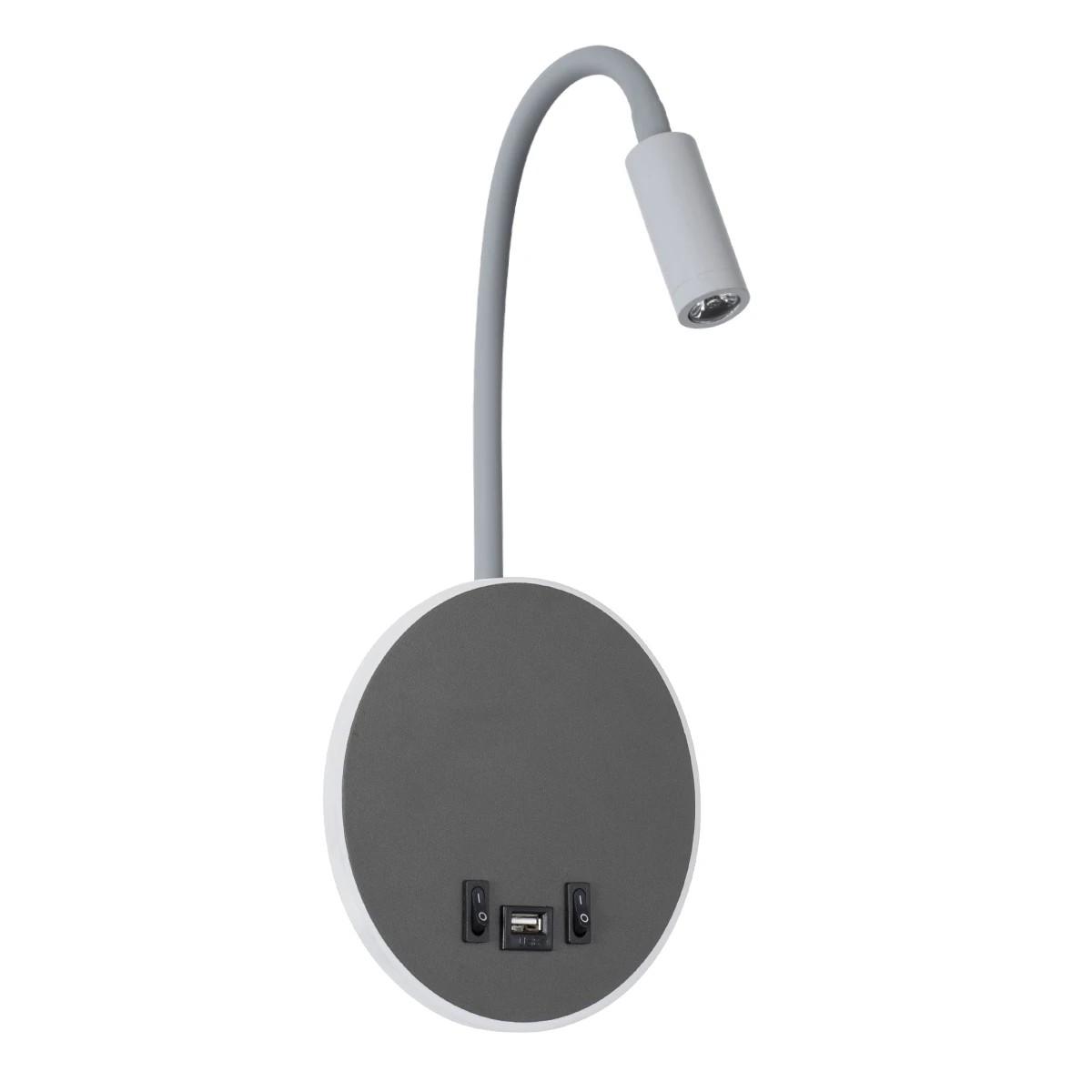 60882_2 GLOBOSTAR® GOOSE 60882 Μοντέρνο Φωτιστικό Τοίχου - Απλίκα Ξενοδοχείου Reading Light με Φορτιστή USB 3A LED 6W 600lm 36° & 360° AC 220-240V IP20 Φυσικό Λευκό 4500K - CREE XPE & Lumileds SMD Chip & TÜV SÜD Driver - Γκρι Ανθρακί Ματ - Μ15.5 x Π15 x Υ30.5cm - 3 Χρόνια Εγγύηση - Image 1