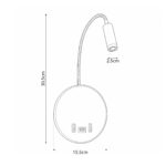 GLOBOSTAR® GOOSE 61696 Μοντέρνο Φωτιστικό Τοίχου - Απλίκα Ξενοδοχείου Reading Light με Φορτιστή USB 3A LED 6W 540lm 36° & 360° AC 220-240V IP20 Θερμό Λευκό 2700K - CREE XPE & Lumileds SMD Chip - Νίκελ Βούρτσας - Μ15.5 x Π15 x Υ30.5cm - 3 Χρόνια Εγγύηση - Image 5