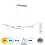 GLOBOSTAR® MORALES 61277 Μοντέρνο Κρεμαστό Φωτιστικό Οροφής LED 54W 6048lm 300° AC 220-240V IP20 Ρυθμιζόμενο Λευκό CCT με Χειριστήριο από 2700K έως 6000K Dimmable - Lumileds SMD Chip - Νίκελ Βούρτσας - Μ90 x Π14 x Υ14cm - 3 Χρόνια Εγγύηση - Image 2