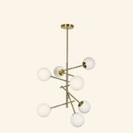 SE 110-7 PRATO PENDANT BRASS GOLD WITH 7 OPAL GLASSES Φ15 Γ4 - Image 5