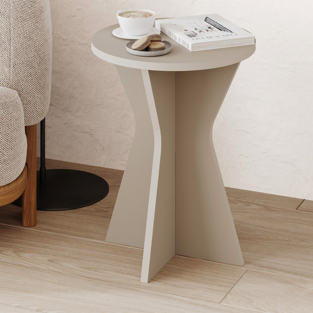 GP037-03582-0 Τραπεζάκι βοηθητικό Lisa Megapap χρώμα sandstone Ø40x51,8εκ. - Image 1