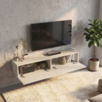 Έπιπλο τηλεόρασης επιτοίχιο Aristo Megapap με LED χρώμα sandstone 135x31,6x25εκ. - Image 3