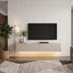 Έπιπλο τηλεόρασης επιτοίχιο Aristo Megapap με LED χρώμα sandstone 135x31,6x25εκ. - Image 4