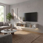 Έπιπλο τηλεόρασης επιτοίχιο Aristo Megapap με LED χρώμα sandstone 135x31,6x25εκ. - Image 5