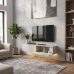 Έπιπλο τηλεόρασης επιτοίχιο Aristo Megapap με LED χρώμα sandstone 135x31,6x25εκ. - Image 7