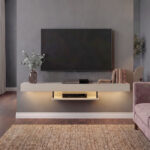 Έπιπλο τηλεόρασης επιτοίχιο Albares Megapap με LED χρώμα sandstone 150x29,6x22εκ. - Image 2