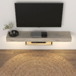 Έπιπλο τηλεόρασης επιτοίχιο Albares Megapap με LED χρώμα travertine 150x29,6x22εκ. - Image 3