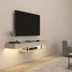 Έπιπλο τηλεόρασης επιτοίχιο Albares Megapap με LED χρώμα travertine 150x29,6x22εκ. - Image 5